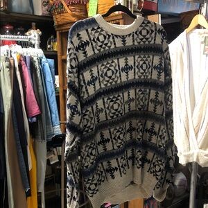 St. John's Bay Blue and Cream Patterned Sweater